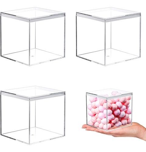 Cajas Acrílicas Para Exhibir Paquete De 3 Cubos Cuadra...