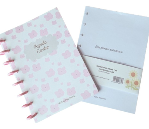 Agenda Escolar Inteligente + Repuesto | A5 Rosa Pink Flowers 2025