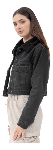 Chamarra Para Mujer Crop Denim With Sherpa Forever 21