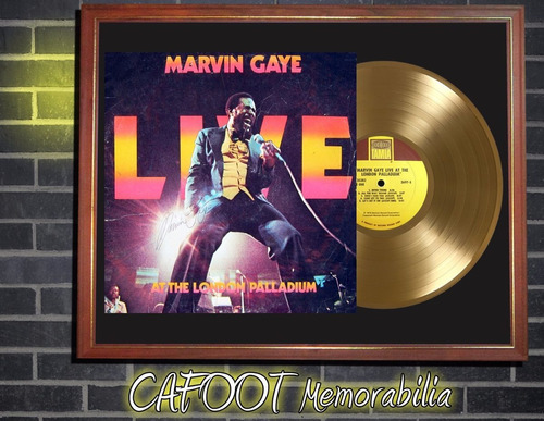 Marvin Gaye Live Tapa Firmada Disco Oro Enmarcado