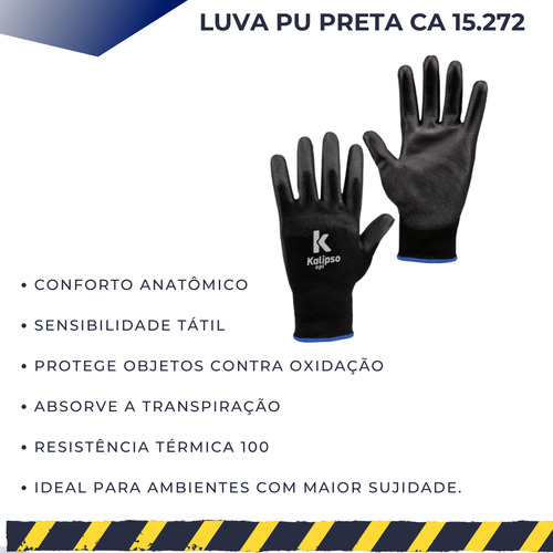Luva Pu Preta Multitato Kalipso Ca 15272 Mecanico Epi