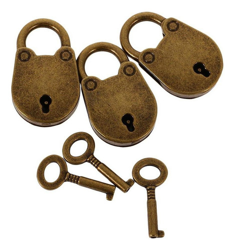 - 3x Elegante Antigo Porco Mini Cadeado De Segurança Com