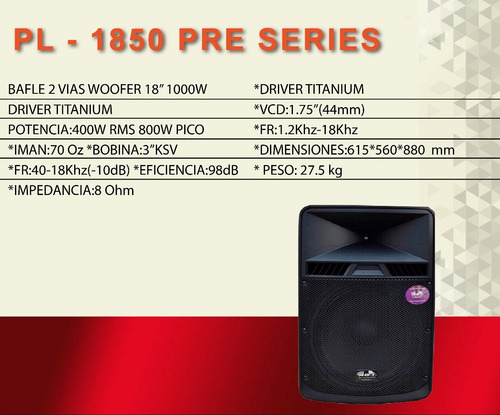 Bafle 18 Pasivo 2 Vias Pro Series Gbr Pl 1850 Cuotas