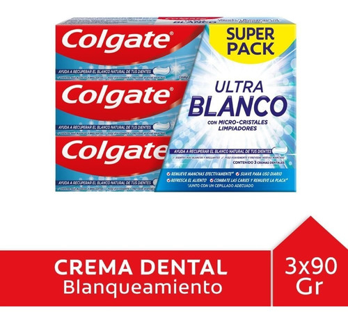 Pack Pasta Dental Colgate Ultra Blanco 3 Un De 90 G