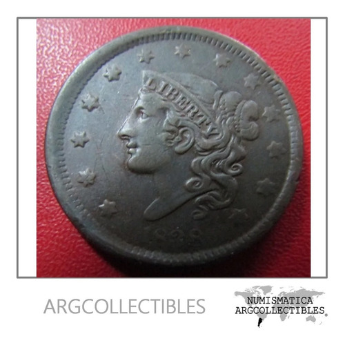 Usa Moneda 1 Cent 1838 Cobre Coronet Head Km-45 F+