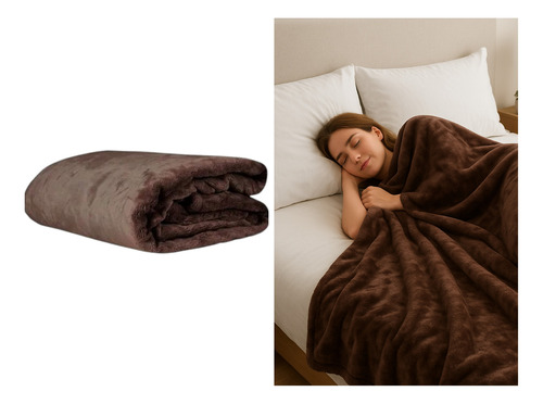 Kit 2 Cobertor Casal Corttex Turim Soft Macio Toque De Seda Liso Marrom