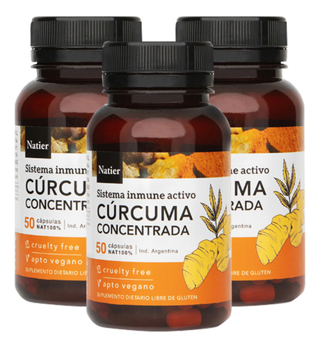 Combo Curcuma Concentrada Natier 50 Cápsulas Pack X 3