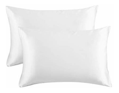 Fundas Almohada Bedsure De Satin Set De 2pzas Color Blanco