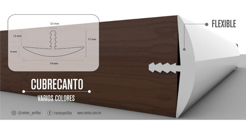 Cubrecanto Perfil T Moldura Semiflexible De 3/4 Plástico Pvc