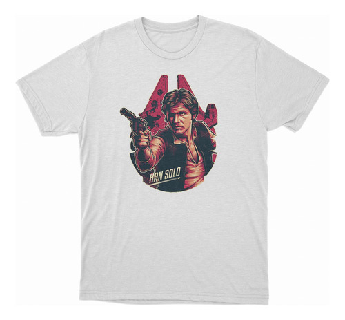 Remera Star Wars Han Solo El Halcon Milenario Algodon Blanca