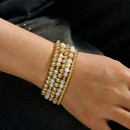 Una Nube De Oro Pulseras Con Cuentas De Oro Para Mujeres De