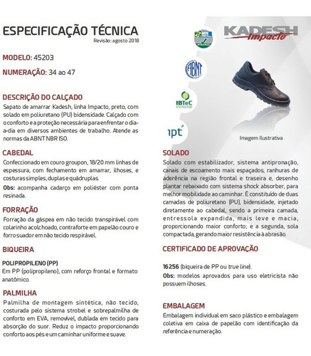 Imagen 2 de 5 de Zapato Impacto Amarrar Pu Bid Puntera Pvc Talle 40