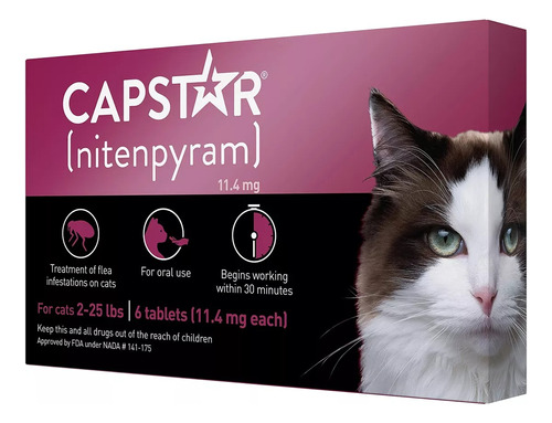 Capstar (nitenpyram) Tratamiento Bucal De Pulgas Para Gatos.