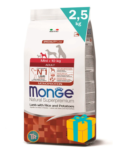 Alimento Monge Perro Adulto Razas Pequeñas 2,5 Kg + Obsequio