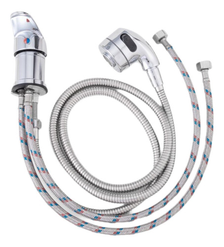 Conjunto De Grifo Y Cabezal Pulverizador Plateado