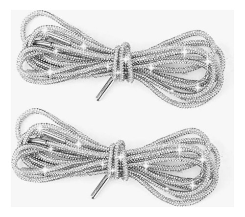 Cordon Agujetas 1 Par Brillos , Bling Bling Plateado