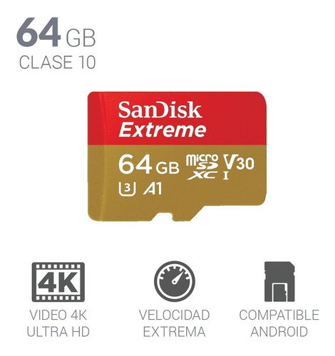 Tarjeta de memoria SanDisk SDSQXA2-064G-GN6MA Extreme con adaptador SD 64GB