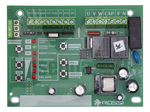 Central Placa De Comando P/ Portão Eletrônico Rossi Nkx30 Frequência Compatível Nkx30 127/220V Rossi Wkx90 Sem Sensor Hall