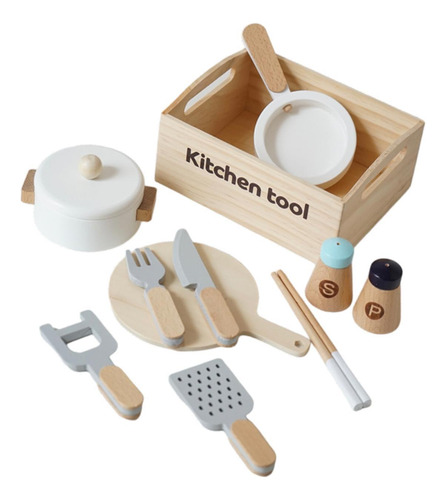 Juego De Cocina De Madera Con Platos Para Jugar, Palillos,