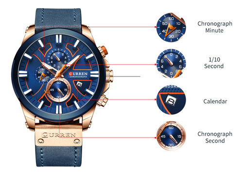 Relógio Masculino Calendar Business Second 8346 Minute Sport