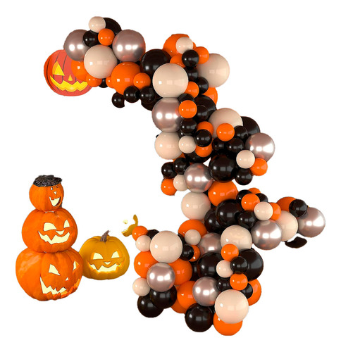 Kit Globos Halloween Naranja Blanco Negro 