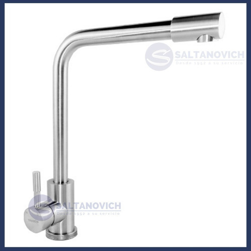 Monocomando Cocina Mesada Mozart 7193 Pico L satinado Acero