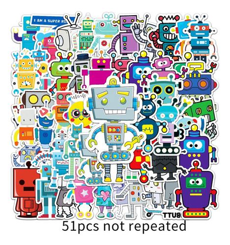 50 Pegatinas De Dibujos Animados De La Serie Creative Robot