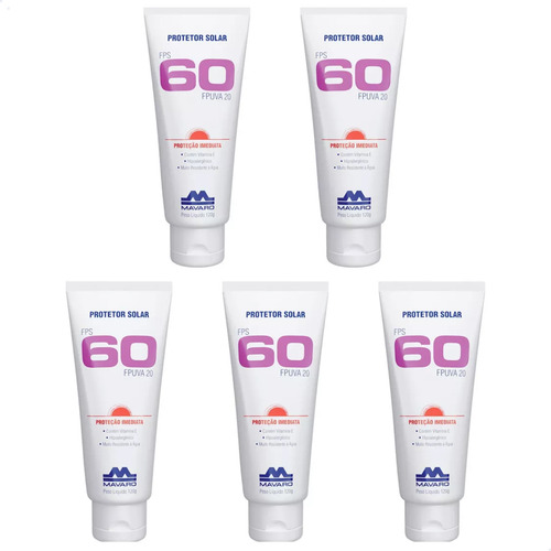 Kit C/5 Protetor Solar Profissional Mavaro 60 Fps 120g Obra