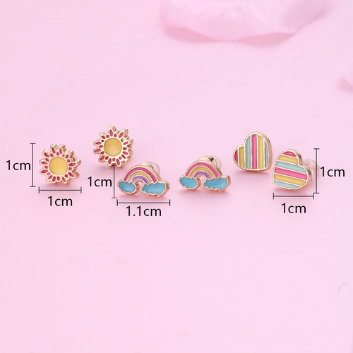 3 Pares De Aretes Hipoalergénicos Para Niñas Mujeres Moda