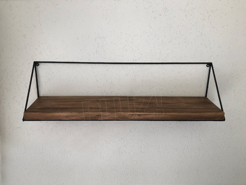 Estante Industrial Vintage 80cm Madera Y Hierro Negro