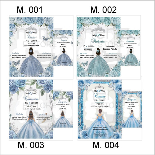 5 Invitaciones Azul Cielo+pases+sobrescelofán+sellos