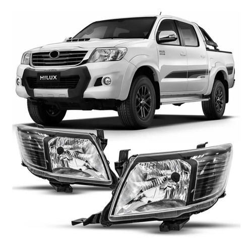 Par Farol Hilux 2012 2013 2014 2015 Pick-up Mascara Negra