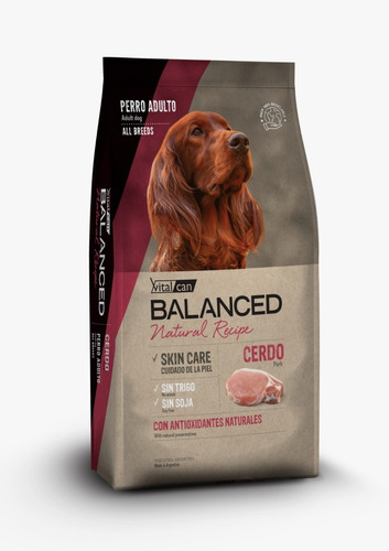 Alimento Vitalcan Balanced Natural Cerdo Perro Adulto 15 Kg