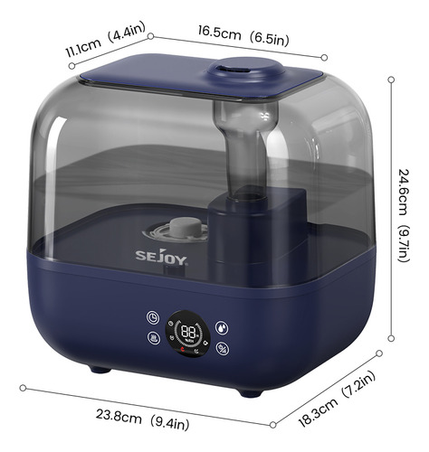 Sejoy JSQ-F50A1 5L Humidificadores Niebla Cálida Y Fría Para Dormitorio Y Habitación De Plantas Con Sensor De Humedad Integrado Aceite Esencial 127V Azul