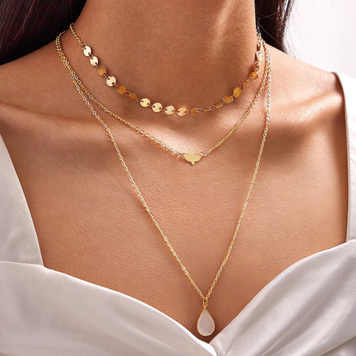 Collar Con Forma De Disco Geométrico N Y Borlas Con Colgante