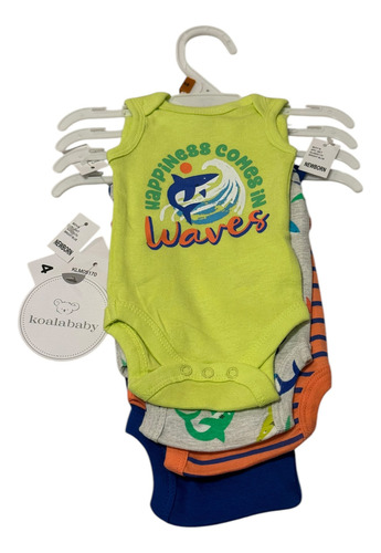 Conjunto Pañaleros Bebe Rn Koalababy Set 4 Pzas Amarillo Gris Naranja Azul Rn