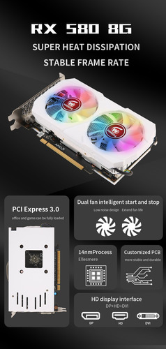 Tarjetas Gráficas Rx580 8gb Ddr5 Gpu Pc Gaming Juego De Escr