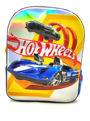 Mochila hot wheels jump con carro 12 Azul