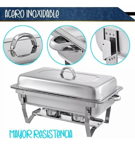 Chafer Buffet Banquete Rectangular Acero Inoxidable Medio