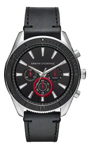 Reloj Armani Exchange Caballero Ax1817 Piel Negro/plat Crono Color de la correa Negro Color del bisel Negro Color del fondo Negro