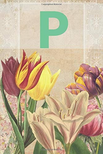 P Personalized Monogram Initial Notebook For Girls, Women, T