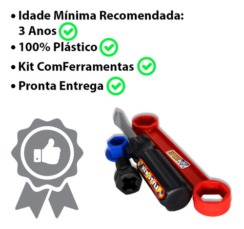 Imagem 3 de 7 de Ferramentas De Brinquedo 7pçs Kit De Ferramentas Infantil