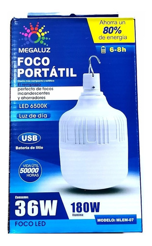 Foco De Emergencia Recargable Led 36w Usb 8-6hrs Portatil 