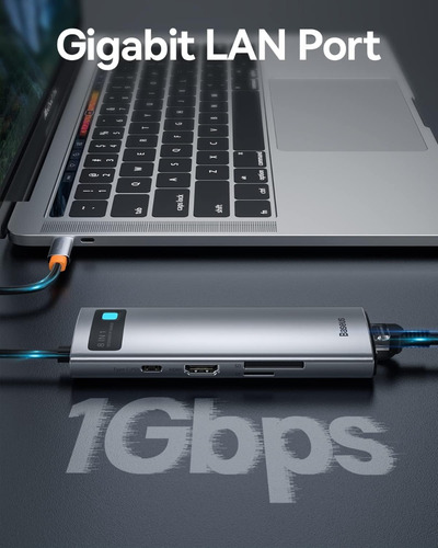 Hub Baseus 8 En 1 Microsdxc, Ethernet, Minisd, Hdmi, Usb 3.0