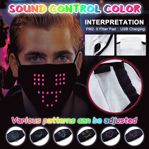 F Led Voice-activated Luminous Mask Mask Masquerade Fes 4087