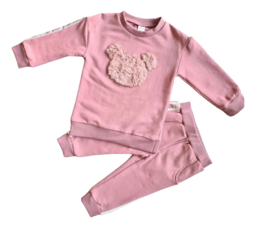 Conjunto Buzo Algodon Afranelado Diseño Osito Para Niña