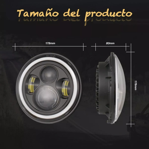 Farol Led Redondo Jeep/moto De 7 | Alto/baixo | Angel Eyes
