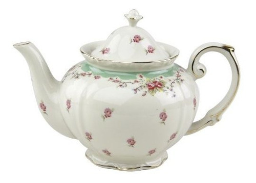 Gracie Vintage China Rose Porcelana Verde-5 Copa Tetera.