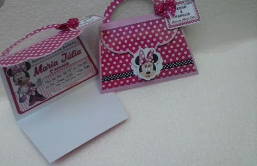 Imagem 1 de 1 de Arquivo De Corte Silhouette Convite Bolsinha Minnie Rosa
