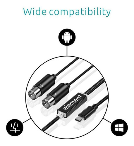 .. Convertidor De Cable Midi A Usb C Tipo C For Elementos